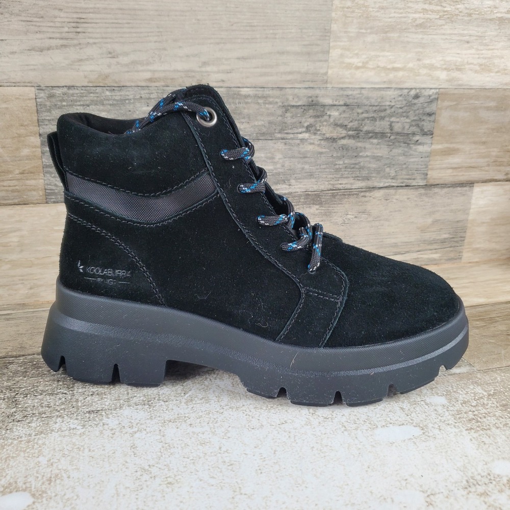 Koolaburra by UGG Jozie Womens Platform Boot Sz 7 Black Suede Ankle High Lace Up